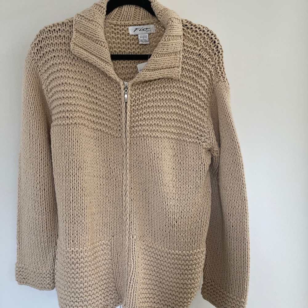 Tan Zip-Up Cardigan